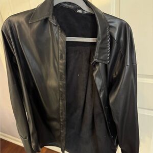 Zara Black Leather-Style Top